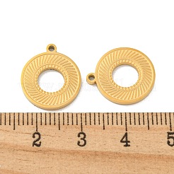 イオンプレーティング（IP）304ステンレスペンダント  レーザー切断  ラウンドリングチャーム  ゴールドカラー  16x14x1.6mm  穴：1.2mm&nbsp;STAS-S135-06G