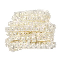 Absプラスチック模造パールリボントリミング  結婚式の装飾のaccessroies  ベージュ  10x3.7mm  約5 M /袋&nbsp;OCOR-TAC0003-01