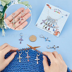 Alloy Enamel Religion Crucifix Cross Pendant Locking Stitch Markers&nbsp;HJEW-PH01839