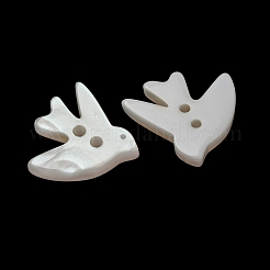 2  - 正孔樹脂ボタン  鳥  ホワイト  16x15x2.5mm  穴：1.4mm&nbsp;RE-CBABECA-02C