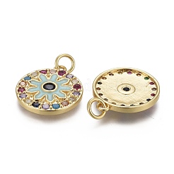 Brass Micro Pave Colorful Cubic Zirconia Pendants&nbsp;KK-F821-32G
