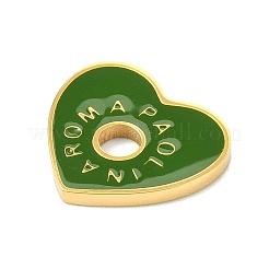 304ステンレススチールエナメルペンダント  ゴールドカラー  グリーン  ハートチャーム  12.5x14x1.5mm  穴：3mm&nbsp;STAS-A145-01I-G01