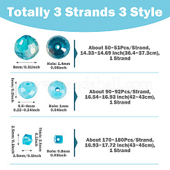 3連売り3スタイル電気メッキガラスビーズ連売り  多面カット  混合図形  ブルー  2.5~8x2.5~8mm  穴：0.8~1.4mm  1連/スタイル&nbsp;EGLA-TADJ0001-11B