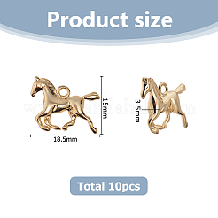 真鍮製ペンダント10個  馬  ライトゴールド  15x18.5x3.5mm  穴：2mm&nbsp;KK-HS0015-62