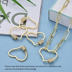 Brass Micro Pave Clear Cubic Zirconia Screw Carabiner Lock Charms&nbsp;ZIRC-E164-05G