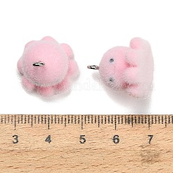 不透明樹脂のペンダント  タコのチャーム  プラチナ鉄ループ付き  ピンク  16.5-18x17.5-18mm  穴：2-2.2mm&nbsp;CRES-B039-07