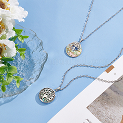 DIY Flat Round with Tree Life Pendant Necklace Making Kit&nbsp;DIY-BC0004-85