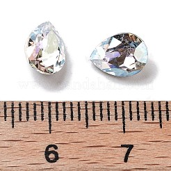 K9ガラスラインストーンカボション  尖ったバック＆バックメッキ  ティアドロップ  クリスタル  8x6x3.5mm&nbsp;GLAA-H034-03B-001TR