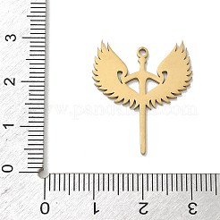 ステンレスペンダント201個  剣の翼の形をしたチャーム  ゴールドカラー  25.5x21x1mm  穴：1.4mm&nbsp;STAS-B136-10G