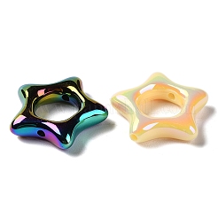 UVメッキレインボー虹色アクリルビーズフレーム  スター  ミックスカラー  27x29x6.8mm  穴：2mm&nbsp;PACR-E003-02