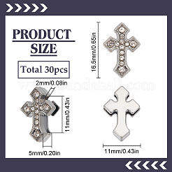 合金ラインストーンスライドチャーム30個  クロス  16.5x11x5mm  穴：11x2mm&nbsp;FIND-SC0010-33