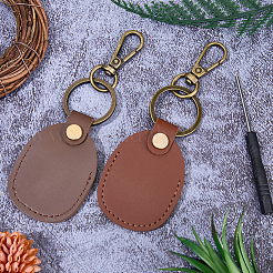 2Pcs 2 Colors PU Imitation Leather Keychains&nbsp;KEYC-CL0001-05