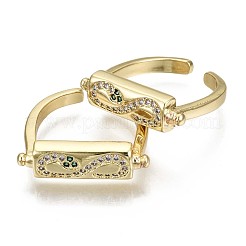 Brass Micro Pave Cubic Zirconia Cuff Rings&nbsp;RJEW-S044-118-NF