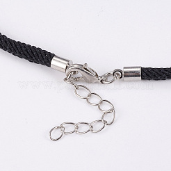 ナイロンコードのブレスレット製作  真鍮エンドチェーンとパーツ  ブラック  プラチナ  8-1/8インチ（205mm）x3mm  穴：3mm&nbsp;LS-KK-G313-01P