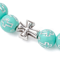 Acrylic Round with Cross Beads Stretch Bracelets&nbsp;BJEW-JB11941