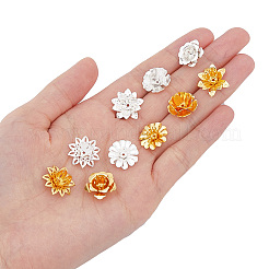 60Pcs 10 Style 3D Brass Bead Caps&nbsp;KK-FH0006-47