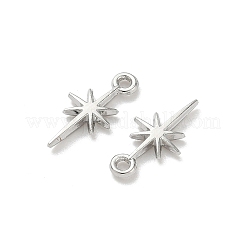 合金ペンダント  スターのチャーム  鉛フリー＆カドミウムフリー  ラックめっき  プラチナ  15.5x7.5x1.5mm  穴：1.2mm&nbsp;FIND-L024-01P