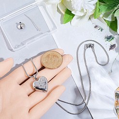 ステンレススチールの足跡ハート型骨壷灰ペンダントネックレス1個  304ステンレススチール製ミニ漏斗とアイピン付き  ステンレス鋼色  21.65インチ（55cm）&nbsp;NJEW-CN0001-15P