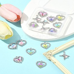 7 スタイルのプラチナ合金ガラスペンダント  樹脂と  混合図形  ミックスカラー  21.5~25x20~21x4~4.5mm  穴：1.4~2.3mm&nbsp;FIND-FS0003-71