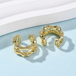 Brass Micro Pave Clear Cubic Zirconia Two-layer C-Shaped Cuff Earrings&nbsp;EJEW-D328-05G-01