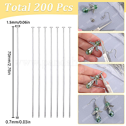 真鍮フラットヘッドピン200個。  プラチナ  70x0.7mm  21ゲージ  ヘッド：1.5mm  200pc&nbsp;KK-SC0005-26A