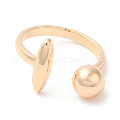 Brass Oval & Round Open Cuff Rings for Women&nbsp;RJEW-G288-03G