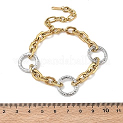 ツートンカラーの304ステンレススチール製リンクブレスレット  女性用アズキチェーンブレスレット  リング  7.05インチ（17.9cm）&nbsp;BJEW-P396-01C-A