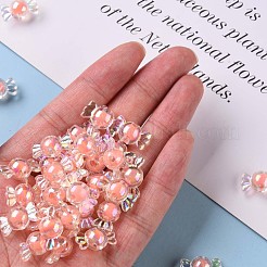 透明なアクリルビーズ  二層ビーズ  ABカラー  キャンディ  鮭色  9x17x8.5mm  穴：2mm  約960個/500g&nbsp;TACR-S152-03B-SS2109