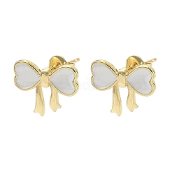 Brass Enamel Stud Earrings&nbsp;EJEW-F383-01G