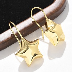 スター真鍮ダングルイヤリング  カドミウムフリー＆鉛フリー  ラックめっき  18KGP本金メッキ  35.5x22mm&nbsp;EJEW-B132-05G