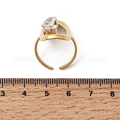 304 Stainless Steel Micro Pave Cubic Zirconia Open Cuff Rings for Women&nbsp;RJEW-K258-12A-G
