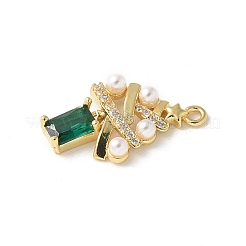 Brass Micro Pave Cubic Zirconia Pendants&nbsp;KK-P290-49G