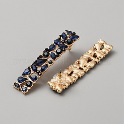 女性のための合金のラインストーンのスタッドピアス  長方形  ライトサファイア  62.5x13.5mm&nbsp;EJEW-WH0004-130A