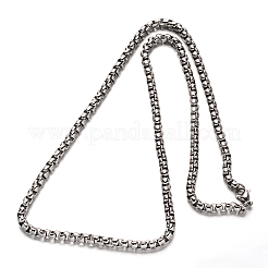 Non-Tarnish 304 Stainless Steel Box Chain Necklaces&nbsp;NJEW-L347-09P