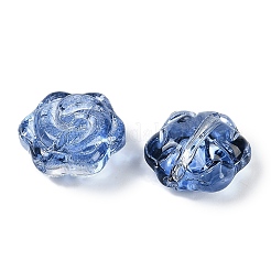 透明スプレーペイントガラスビーズ  ローズ  藤紫色  15x15x8mm  穴：1.2mm&nbsp;GLAA-H035-05C