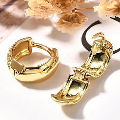 ラックメッキリング真鍮フープピアス女性用  カドミウムフリー＆鉛フリー  長持ちメッキ  18KGP本金メッキ  11.5~12x5.5mm&nbsp;EJEW-C125-15G