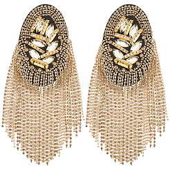 2Pcs Felt & Iron & Rhinestone Tassel Epaulette&nbsp;AJEW-CN0007-74A-G