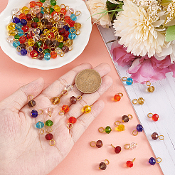120 個 12 色のガラスチャーム  ファセットロンデル  鉄ループ付き  ゴールドカラー  12x8mm  穴：3.6mm  10個/カラー&nbsp;PALLOY-AB00124