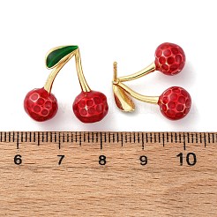 Cherry Brass Enamel Dangle Stud Earrings&nbsp;EJEW-U062-02B-G