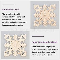 Natural Solid Wood Carved Onlay Applique Craft&nbsp;WOOD-WH0101-64