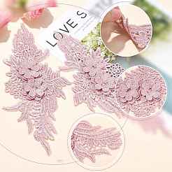 ポリエステル製の縫い付け装飾アクセサリー  花  パールピンク  129x275x3.5mm&nbsp;PATC-FZC0001-01B