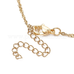 ハート合金ラインストーンペンダントネックレス  304 ステンレス シンガポール チェーン  ゴールドカラー  16.81インチ（42.7cm）&nbsp;NJEW-JN04935
