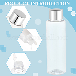 ペット用詰め替えローションボトル  プラスチックプラグ付き  銀  3.75x12.5cm  容量：100ml（3.38fl.oz）&nbsp;MRMJ-WH0070-83B