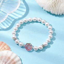 8mm Round Shell Pearl Beaded Stretch Bracelets&nbsp;BJEW-JB10712