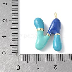 真鍮製エナメルペンダント  長持ちメッキ  カドミウムフリー＆鉛フリー  18KGP本金メッキ  レターチャーム  文字N  21~25x6~25x4~7mm  穴：1.6~2mm&nbsp;X-KK-E093-03G-N-01