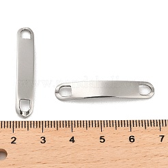 変色しない201ステンレススチールコネクタチャーム  ウェーブの長方形のリンク  ステンレス鋼色  34x6x1.4mm  穴：4x3mm&nbsp;STAS-K265-02A-P