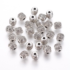 チベットスタイル合金バレルビーズ  カドミウムフリー＆ニッケルフリー＆鉛フリー  アンティークシルバー  7x6.5mm  穴：2mm  約1470個/1000g&nbsp;TIBEB-5178-AS-NR
