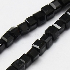 ガラスビーズ連売り  多面カット  キューブ  ブラック  2x2x2mm  穴：1mm  約198個/連  16.3インチ&nbsp;X-EGLA-J028-2x2mm-02