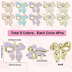 20Pcs 5 Colors Alloy Rhinestone Pendants&nbsp;FIND-SC0015-45