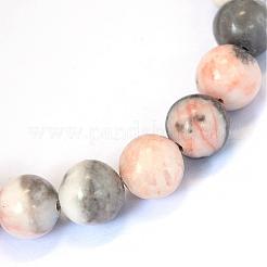 Natural Pink Zebra Jasper Round Bead Strands&nbsp;G-E334-10mm-11